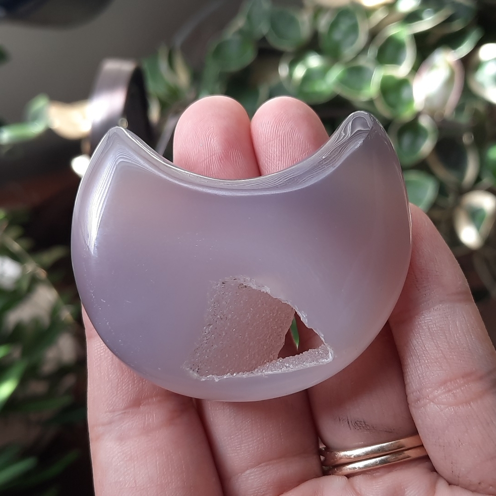 Druzy Agate Polished Moon Shape Crystal